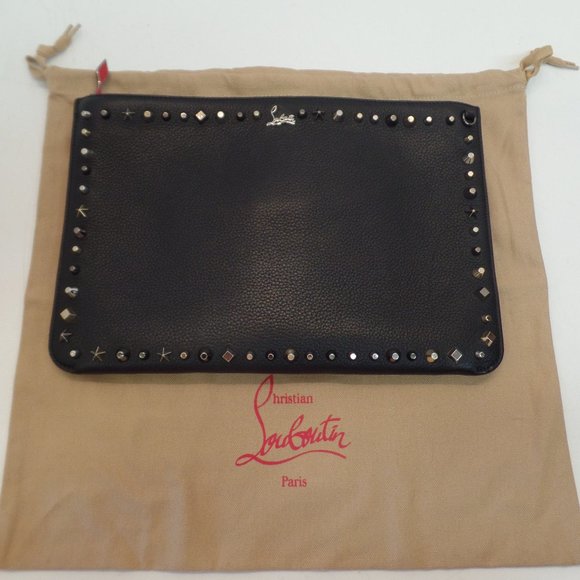 Christian Louboutin Handbags - Christian Louboutin Black Leather Studded Clutch